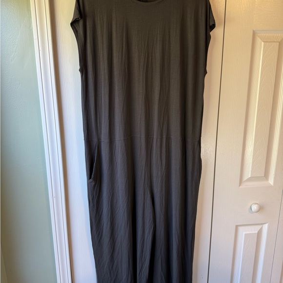 Eileen Fisher Wide Leg Jumpsuit With Pockets Jersey Knit Dark Gray Size XL - Picture 4 of 9